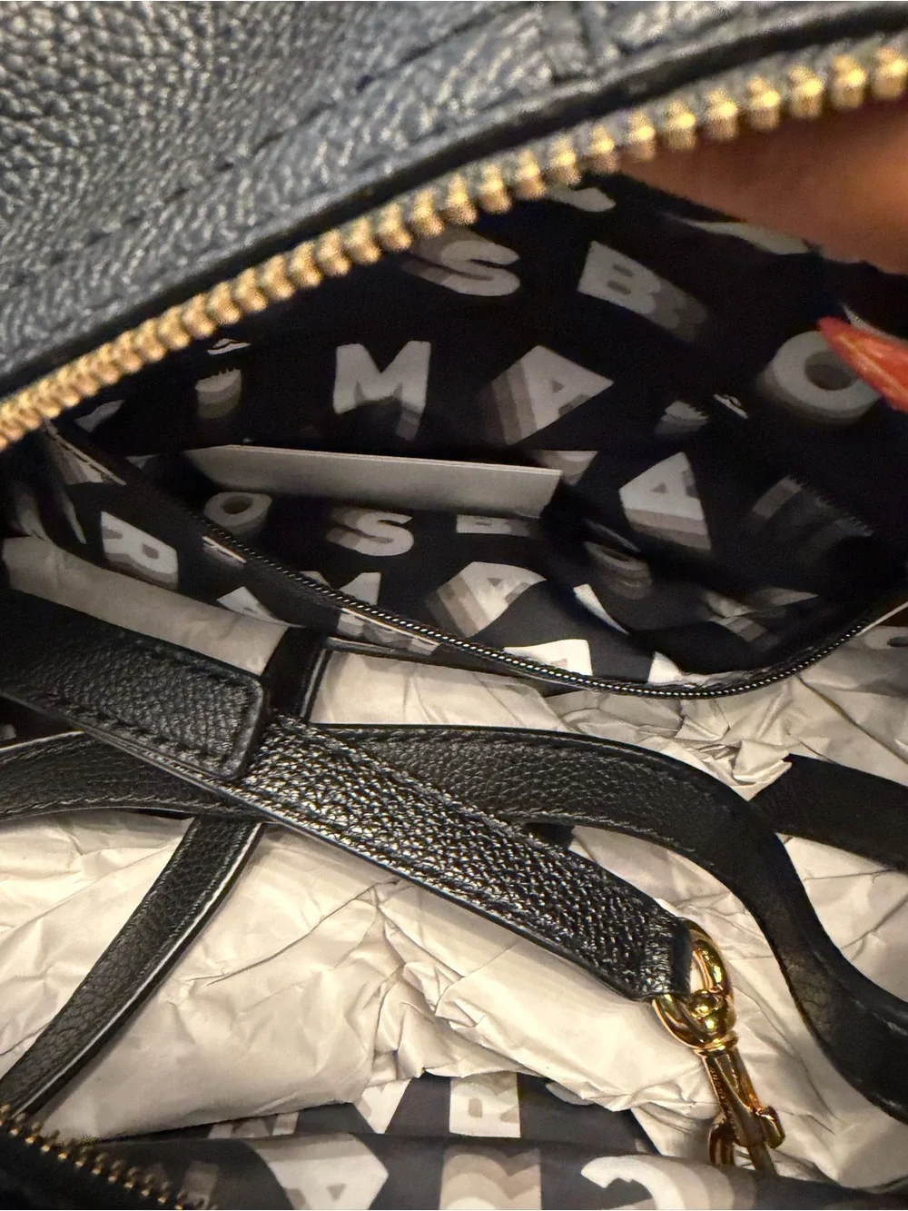 Marc Jacobs Black Pebbled Leather Satchel with Gold Hardware